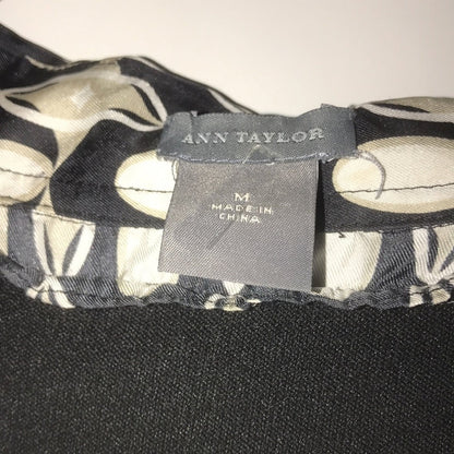 Ann Taylor NEW Black Pattern Collar Long Sleeve Medium