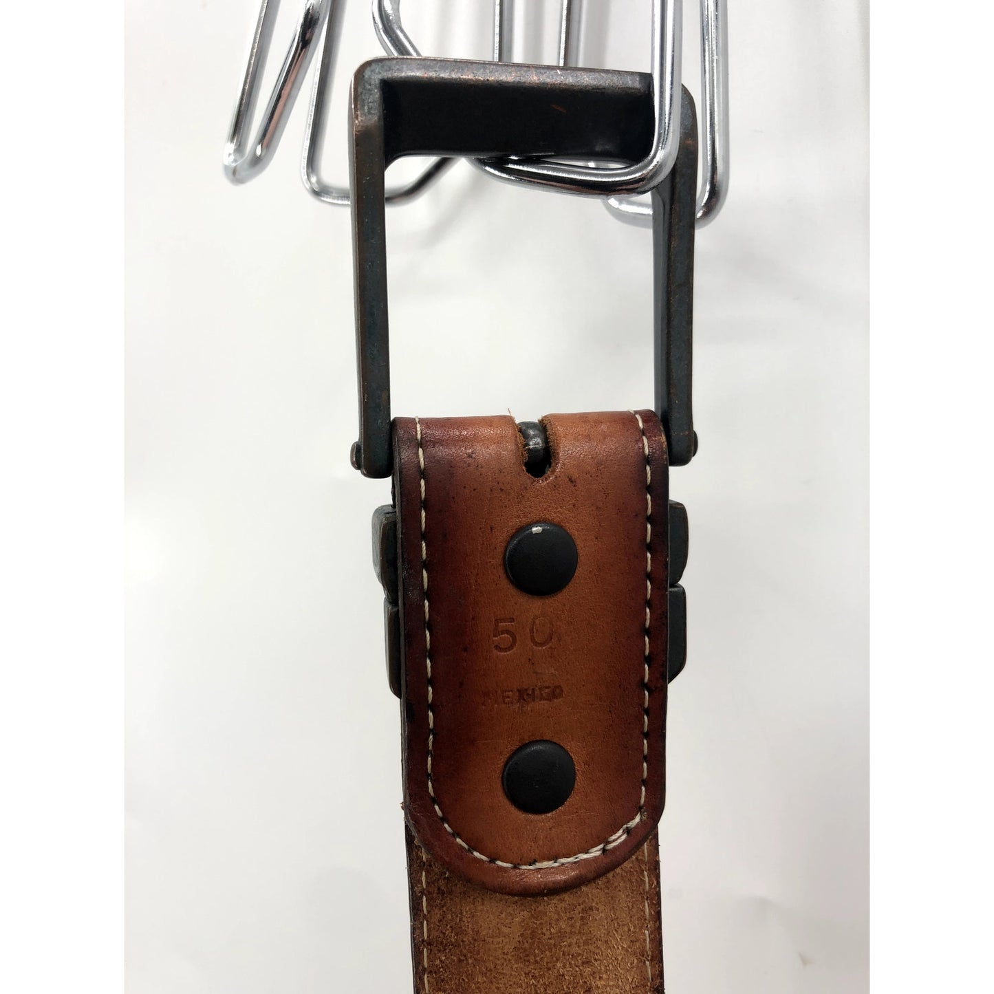 Double S Belt Collection SS Woven Brown Leather Belt 50/125 Big Tall