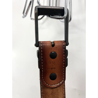 Double S Belt Collection SS Woven Brown Leather Belt 50/125 Big Tall