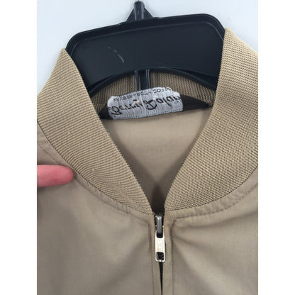 Barry Dolan 1970s Grandpa Old man Vintage Tan Full Zipper Golf Jacket Pockets