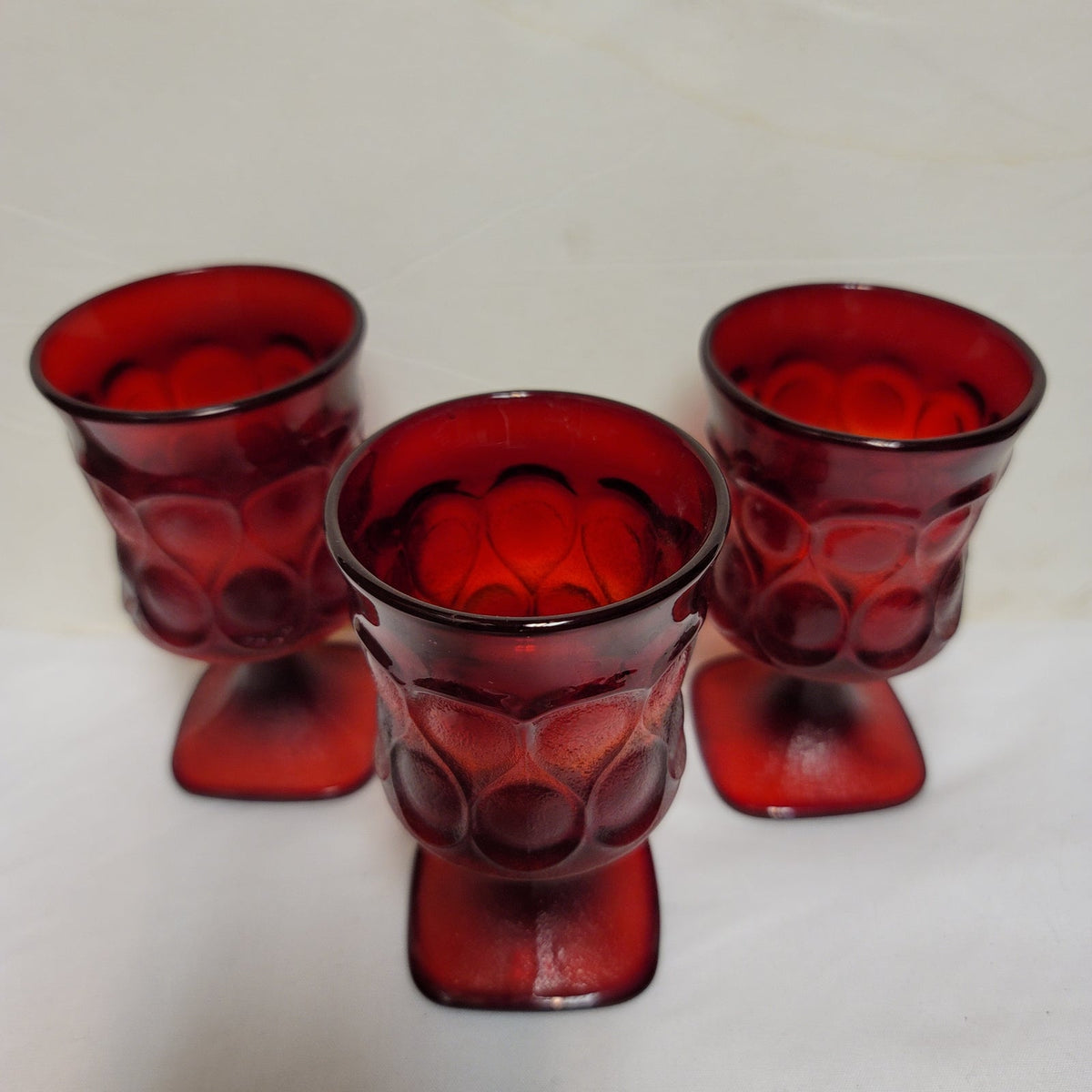 Noritake SET 3 Red Spotlight stemware footed dimple wine sherry glasses 4.3/4"