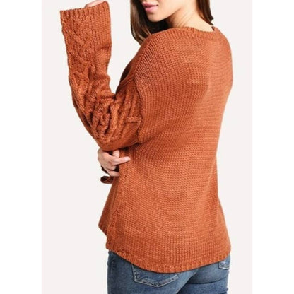 BB Dakota Retro Active Cable Knit Pullover Sweater Top Size Small in Rust NWT
