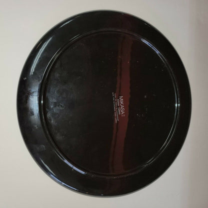 Mikasa Tango China 12 1/4" Flat Cake Serving Plate w/ server black purple floral