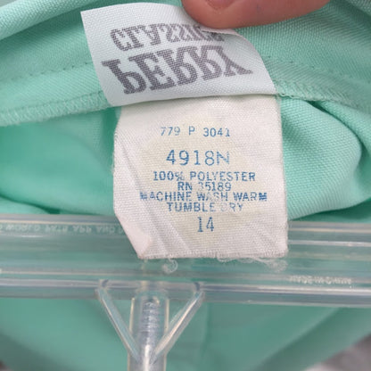 Perry Classics Vintage Mint GREEN A-Line Skirt Polyester Size 14 WIGGLE PENCIL