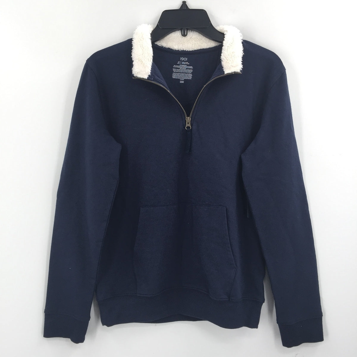 1901 Kids Pop Collar Quarter-Zip Pullover Sweatshirt Long Sleeve Navy X-Large