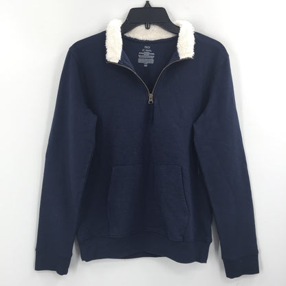 1901 Kids Pop Collar Quarter-Zip Pullover Sweatshirt Long Sleeve Navy X-Large