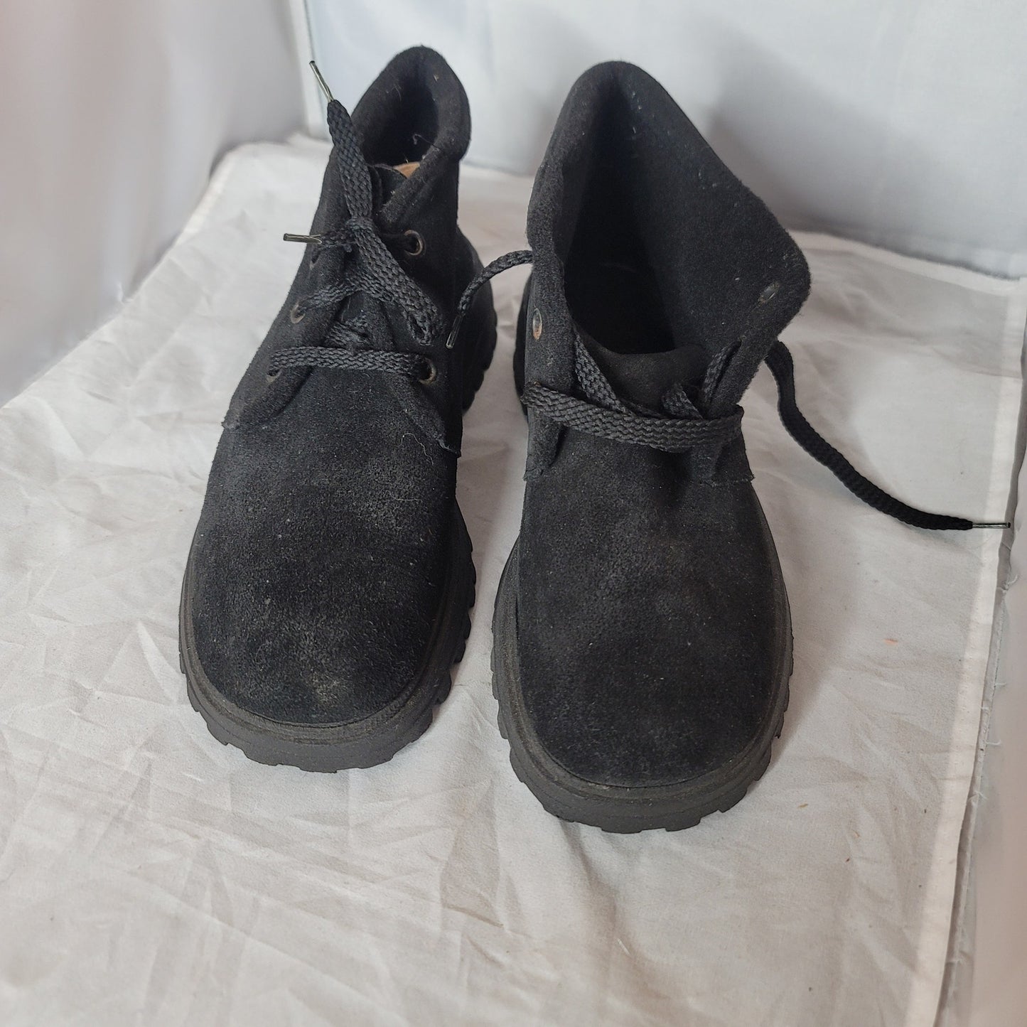 Booties Womens Classic Short Boots Suede Black 8.8 us / 39 EU Made Italy lace up