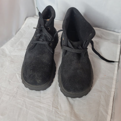 Booties Womens Classic Short Boots Suede Black 8.8 us / 39 EU Made Italy lace up
