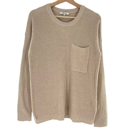 Madewell Thompson Pocket Pullover Sweater Medium Heather Fawn NEW Crew High Low