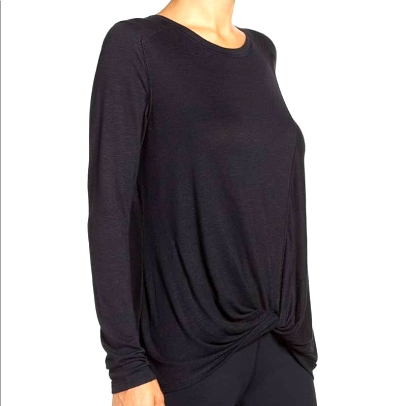 Zella NWT Black Twisty Turn Long Sleeve Black Shirt Activewear Size large