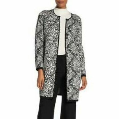Calvin Klein Cardigan Sweater Open XS Animel Print Straight Hem NEW OVERSIZED