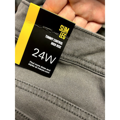 Style & Co Slim-Leg Jeans High Rise Tummy-Control Panel Pockets Gray Size 24W