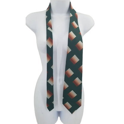 Santavelli Wembley Mens wide Vintage Neck Tie Green Brown Ombre Squares 54"