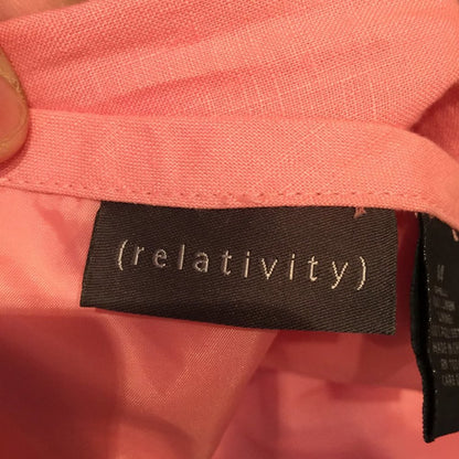 Relativity LINEN Casual Skirt Side Zip Solid Pink Size 14 Career Lined Maxi