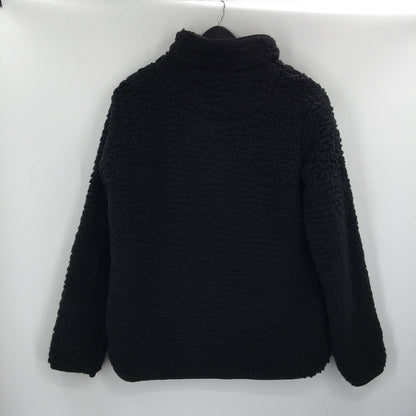 Thread & Supply Kangaroo Pouch Cozy Fleece Pullover 1/2 Zip Jacket Black/Leopard