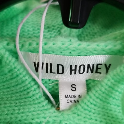 NWT Wild Honey Neon Green Hoodie Sweater Distress Size Small