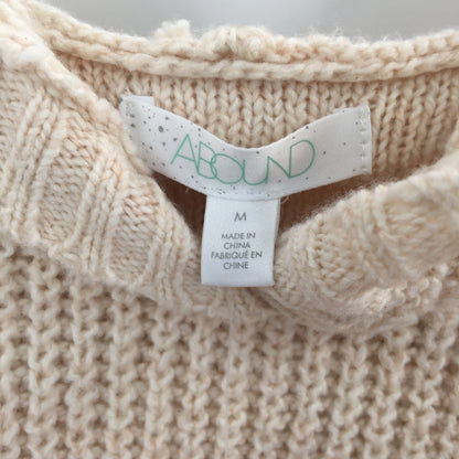 Abound Cozy Ribbed Knit Long Sleeve Hoodie Sweater Heather Beige Size Medium NWT