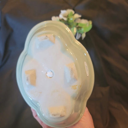 Vintage Chinese Jade-ite Dogwood Sakura Bonsai Tree Glass