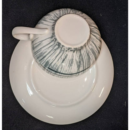 Stetson Vintage Set of 2 Tea Cups and Saucers Midcentury Minimalist Gray Red