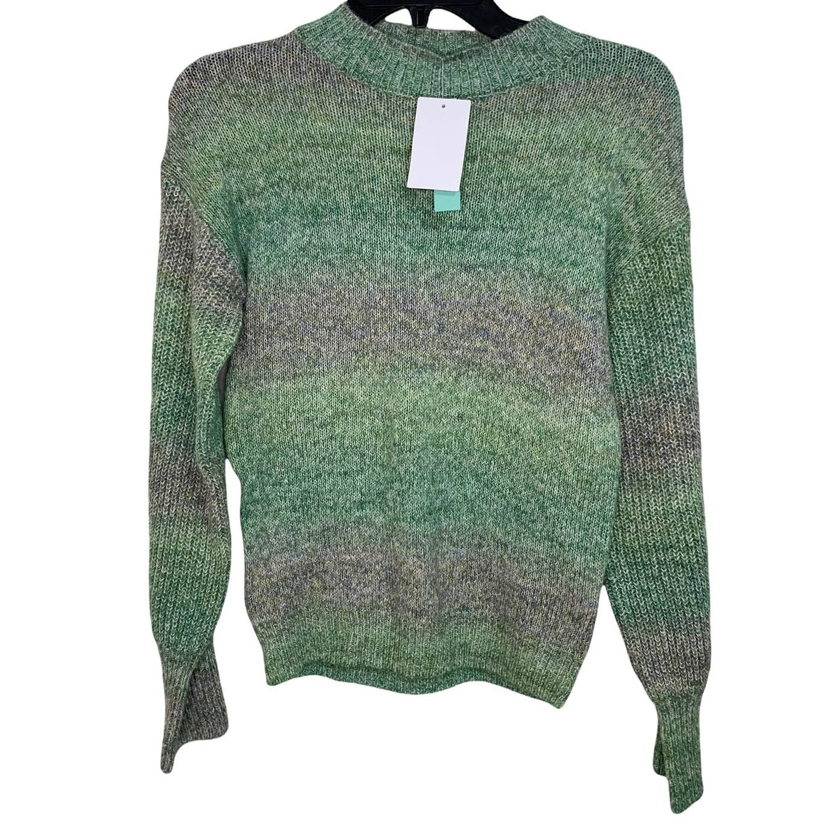 Abound Pullover Sweater Small Green/Gray Stripes NEW Marled Knit Crew Dolman