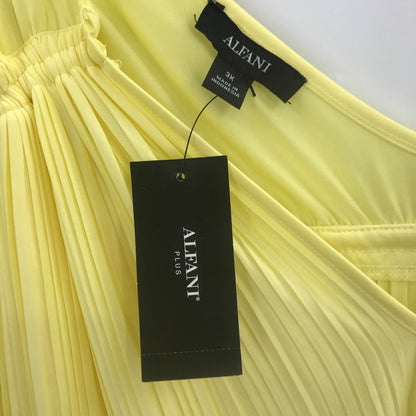 Alfani Plus 1X Pleated Front Sleeveless Blouse Top V-Neck Yellow NEW LIGHTWEIGHT