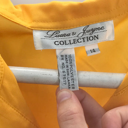 Laura & Layne Vintage Pleated Mustard Shirt Long Sleeves Ribbed Hem Size 14