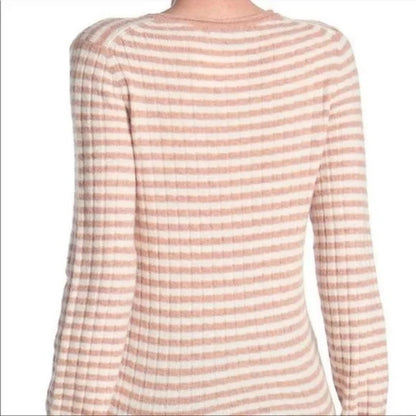 Madewell Women's Sweater Large Heather Carnation Stripe NEW Scoop Boat Neck