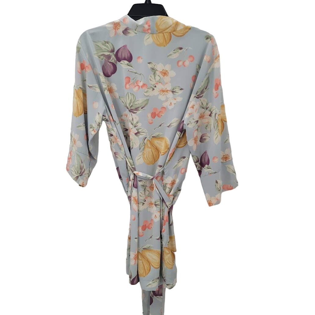 Vintage L.A. Intimates Short Robe Belt Small Floral Blue thigh High