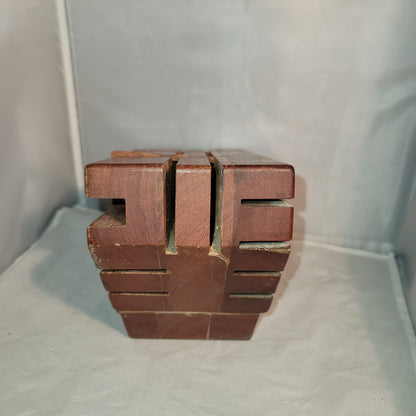 Vintage walnut 9 knife Wood Block sharpening steel space GREAT DESIGN