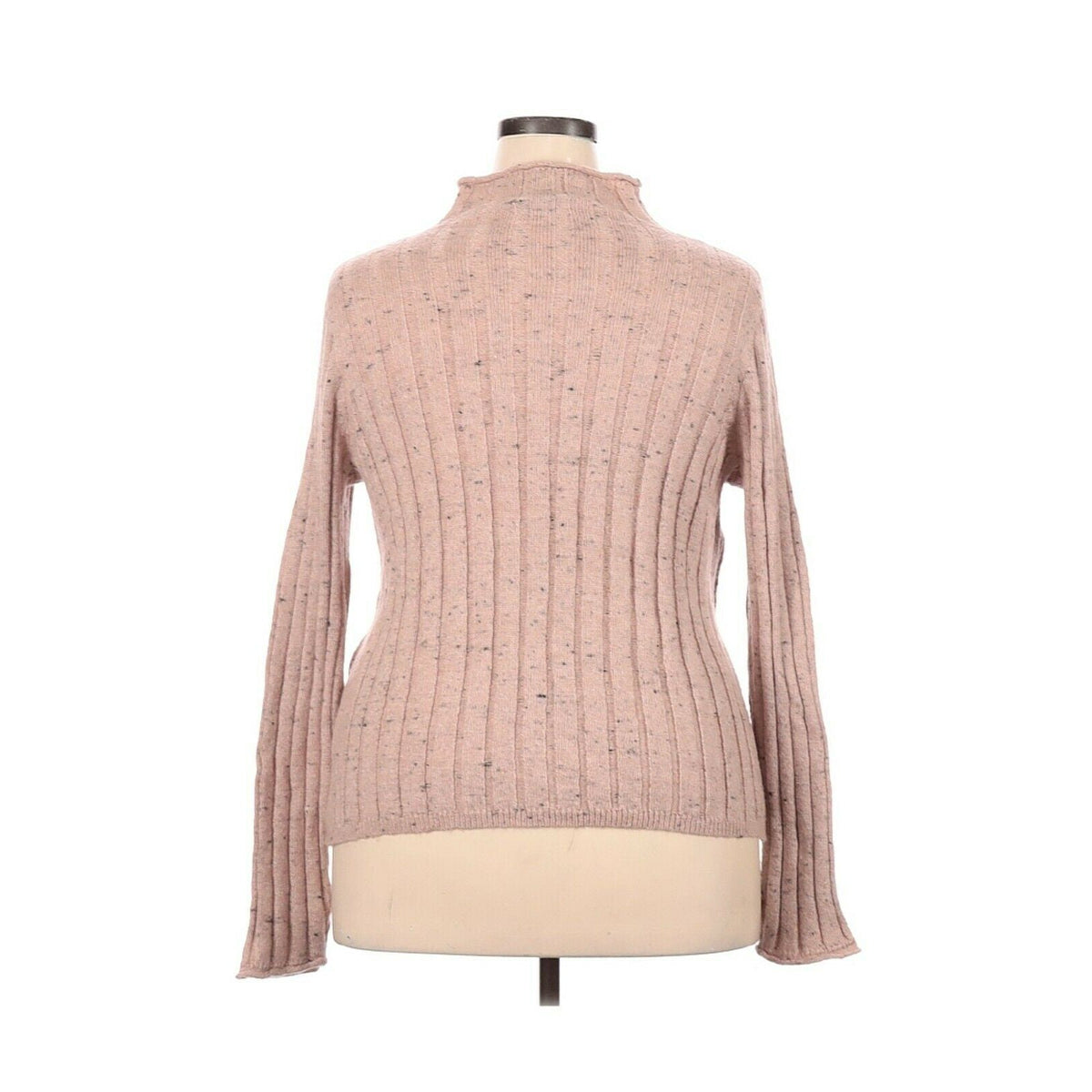 Madewell Classic Pullover Sweater Long Sleeve Mock Neck Rib Knit Pink Size XL