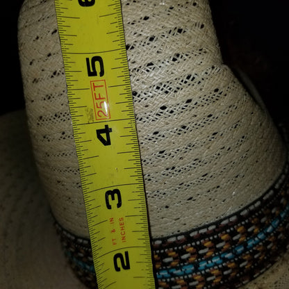 Levis Vintage Cowboy Hat 7 1/8 Tall 6" crown feather band Gaucho Western Roper