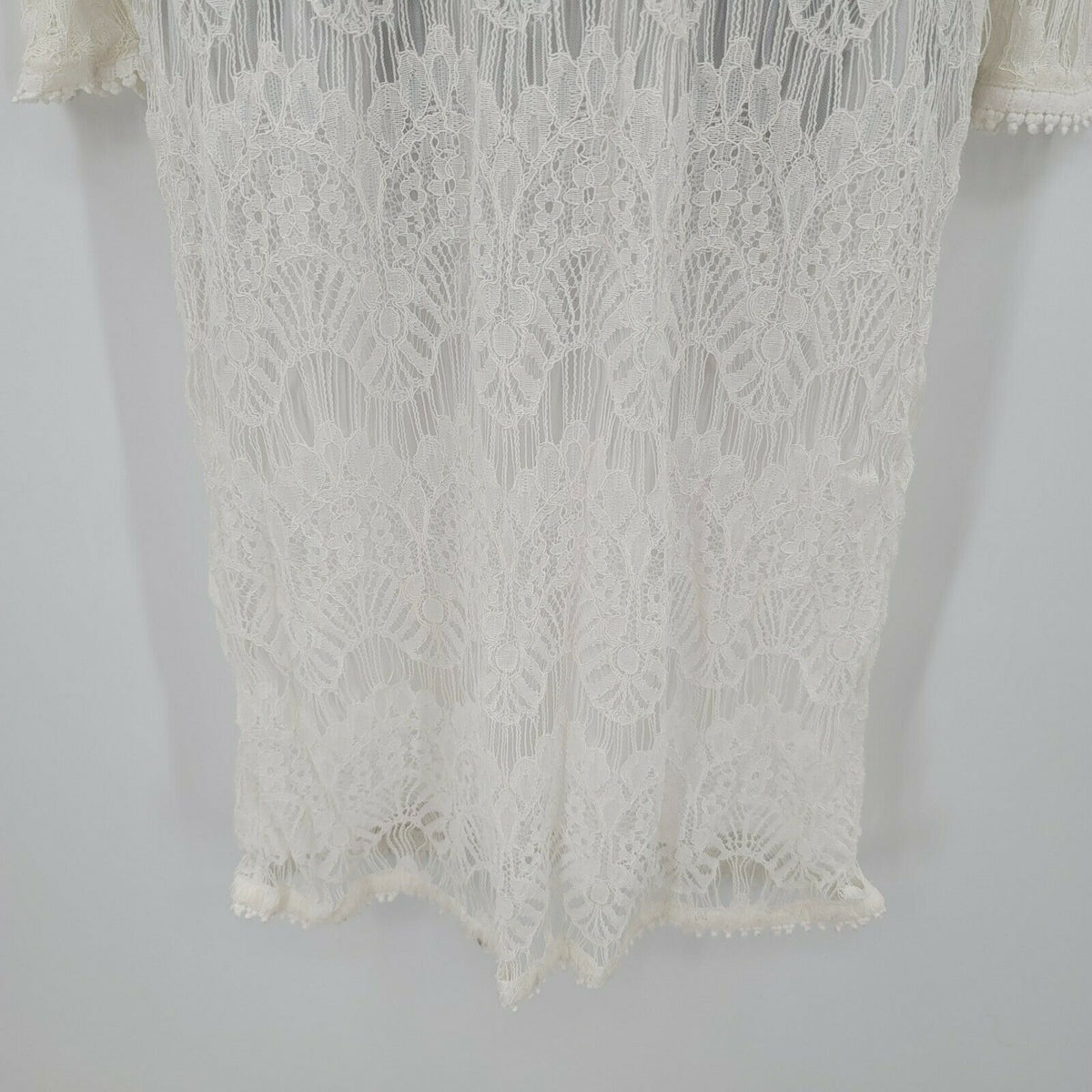 Love by Design Long Sleeve Lace Lined Midi Dress Back Zip White Medium