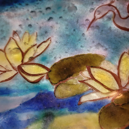 Handmade Art Glass Beach Heron Lily Pads Flamingo Fused Bubbles One of a kind