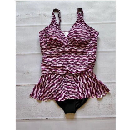 Swim Solutions New Women’s Purple Swimsuit SIZE 14 Peplum skirt One Piece