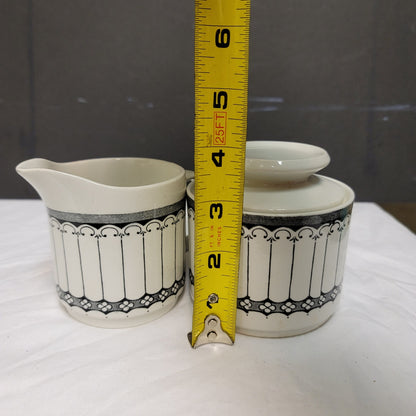 Contessa England Vintage Sugar Creamer Set JG Meakins Dinnerware Black White