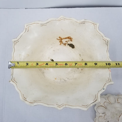 Holland Mold 1950 Fruit Compote Bowl Candlesticks 3 Pc. Centerpiece Gold Regency