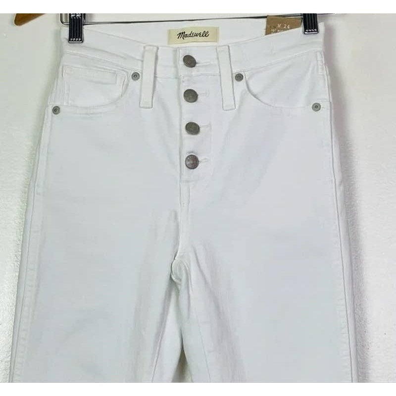 Madewell Women's Button Front High Rise Skinny Crop Jeans Waist 27" White NWT