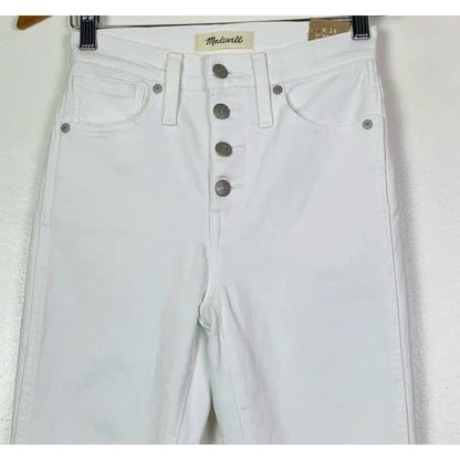 Madewell Women's Button Front High Rise Skinny Crop Jeans Waist 27" White NWT