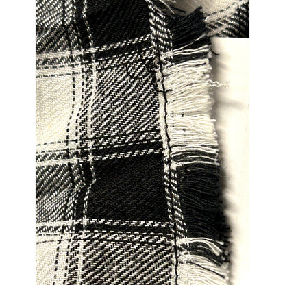 ABOUND Black & White Dobby Plaid Small Raw Fringe Hem Crop Top Size Small