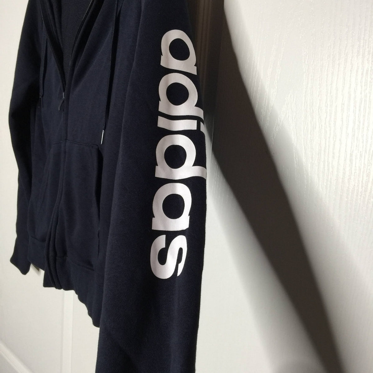 Adidas NWT Logo Spellout Navy Hoodie Sweatshirt Long Sleeve Small