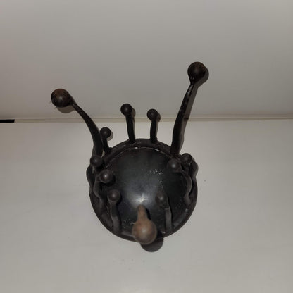 Brutalist Cast iron forged candle holder smudge pot incense burner MCM Art
