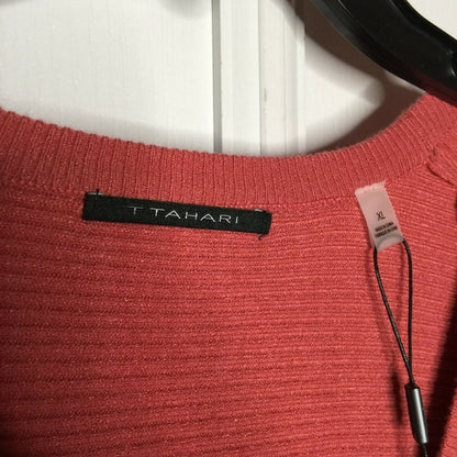 T Tahari XL Terracotta Rose Cardigan Sweater Dolman Sleeve V-Neck button up NWT