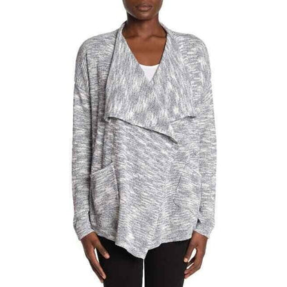 ADY P Space Dye Draped Open Cardigan Sz XL/Extra Large Black & White Marl NWT