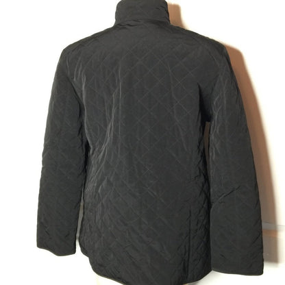 Liz Claiborne Women's Quilted Jacket Full Zip Long Sleeve Solid Black Size LARGE
