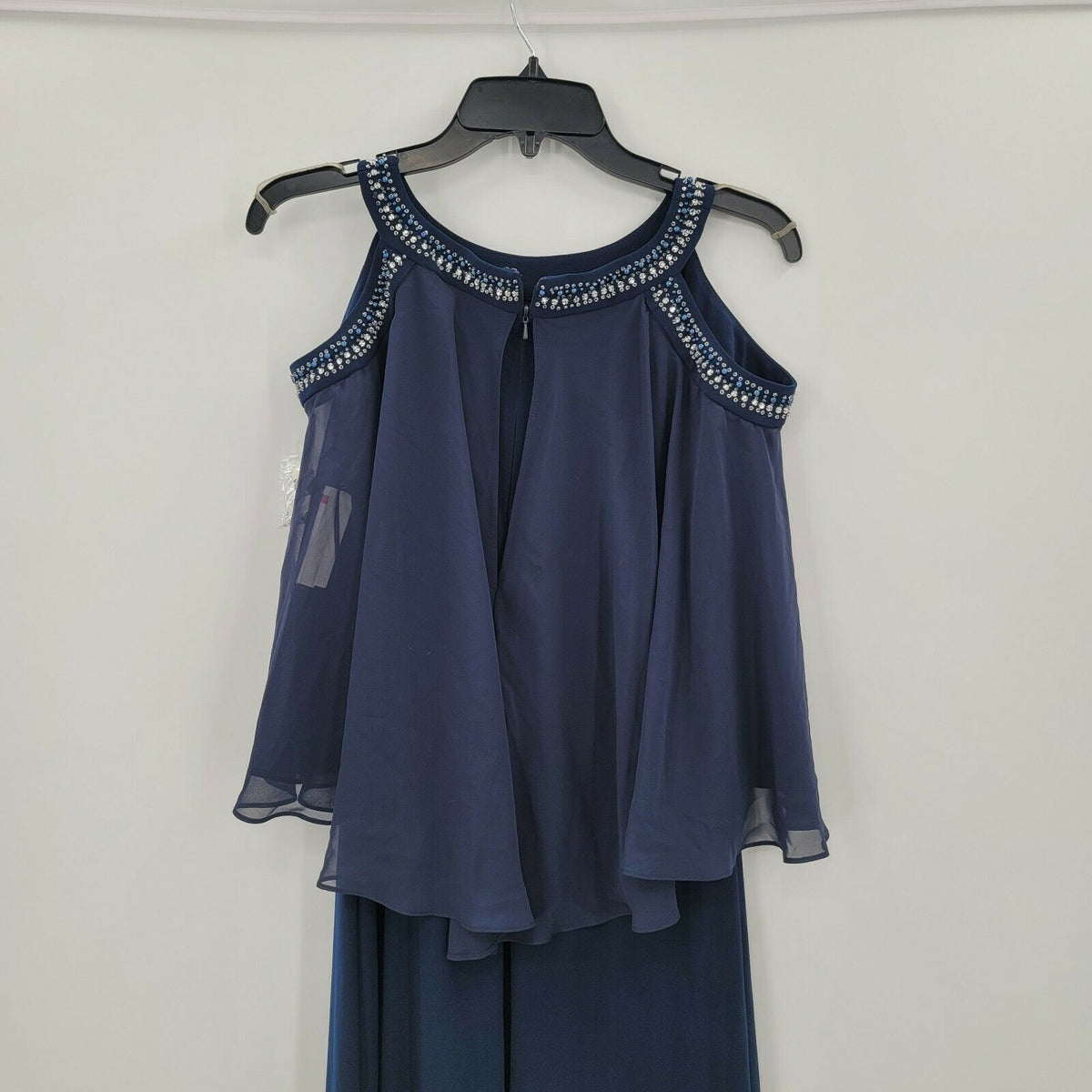 Alex Evenings Navy Cold Shoulder Butterfly Dress Size 8
