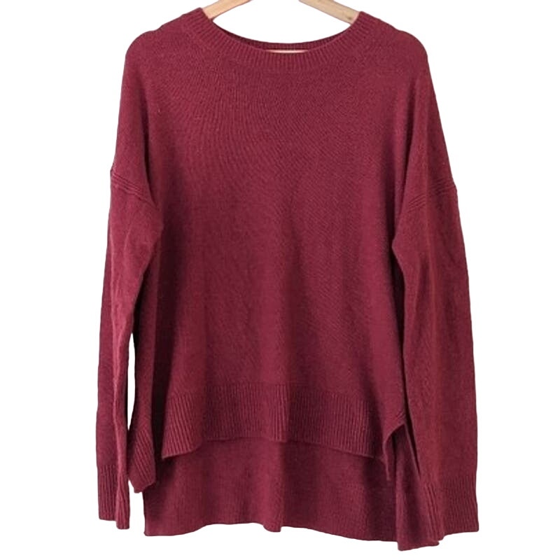 Chelsea 28 Cozy Soft High/Low Crew Neck Sweater Size Small in Burgundy Berry NWT
