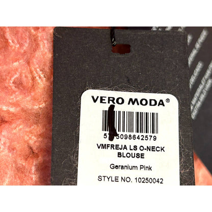 Vero Moda NWT Freja Long Sleeve O-Neck Sweater in Geranium Pink Size Small
