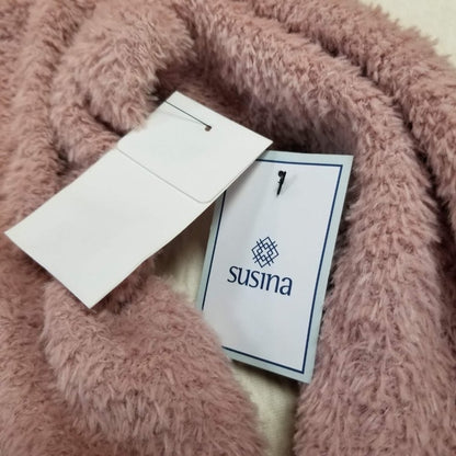 Susina Teddy Faux Fur Cardigan Sweater Long Sleeve MEDIUM button up COZY SOFT