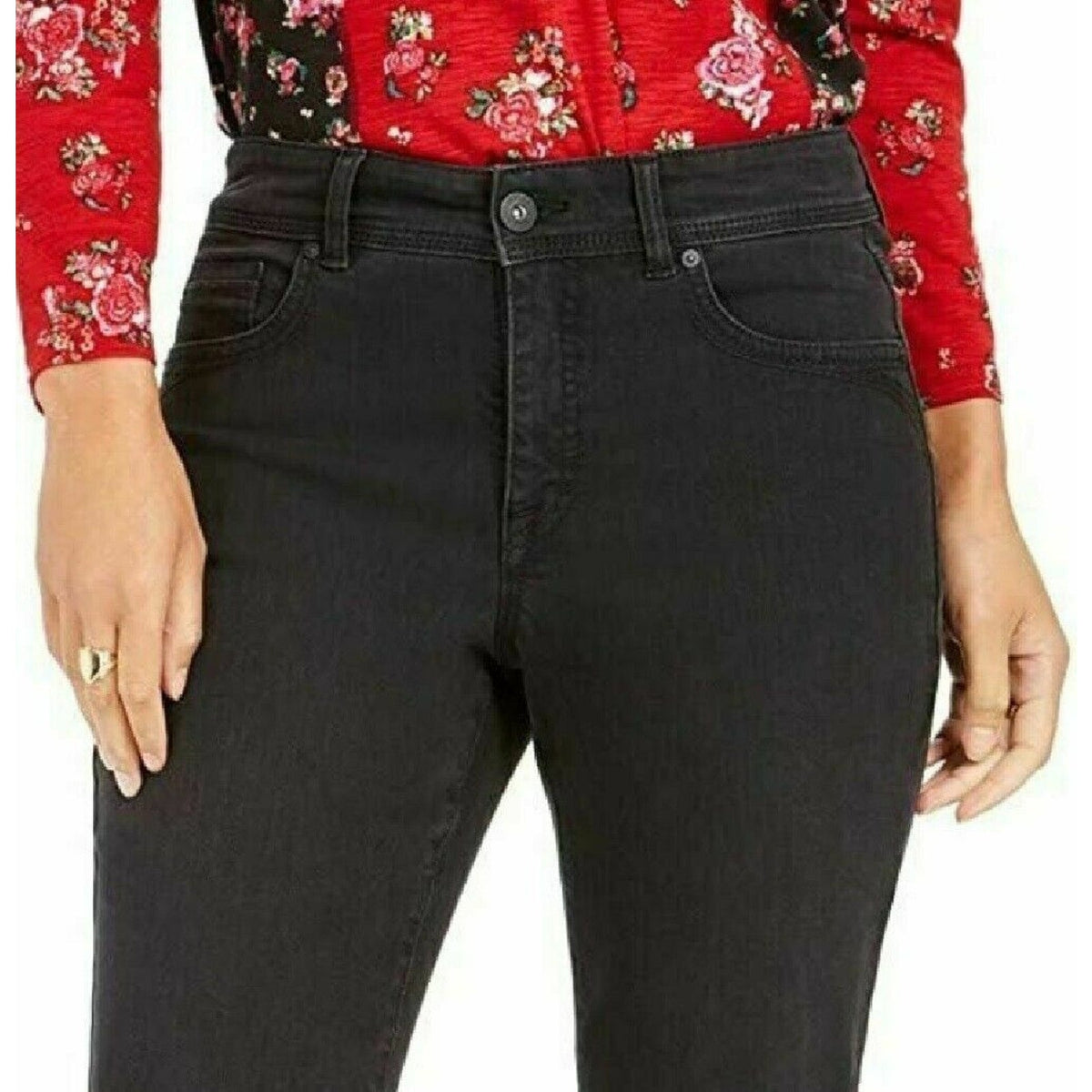 Style & Co Tummy-Control Straight-Leg Jeans High Rise Black Smudge Size 18 pants