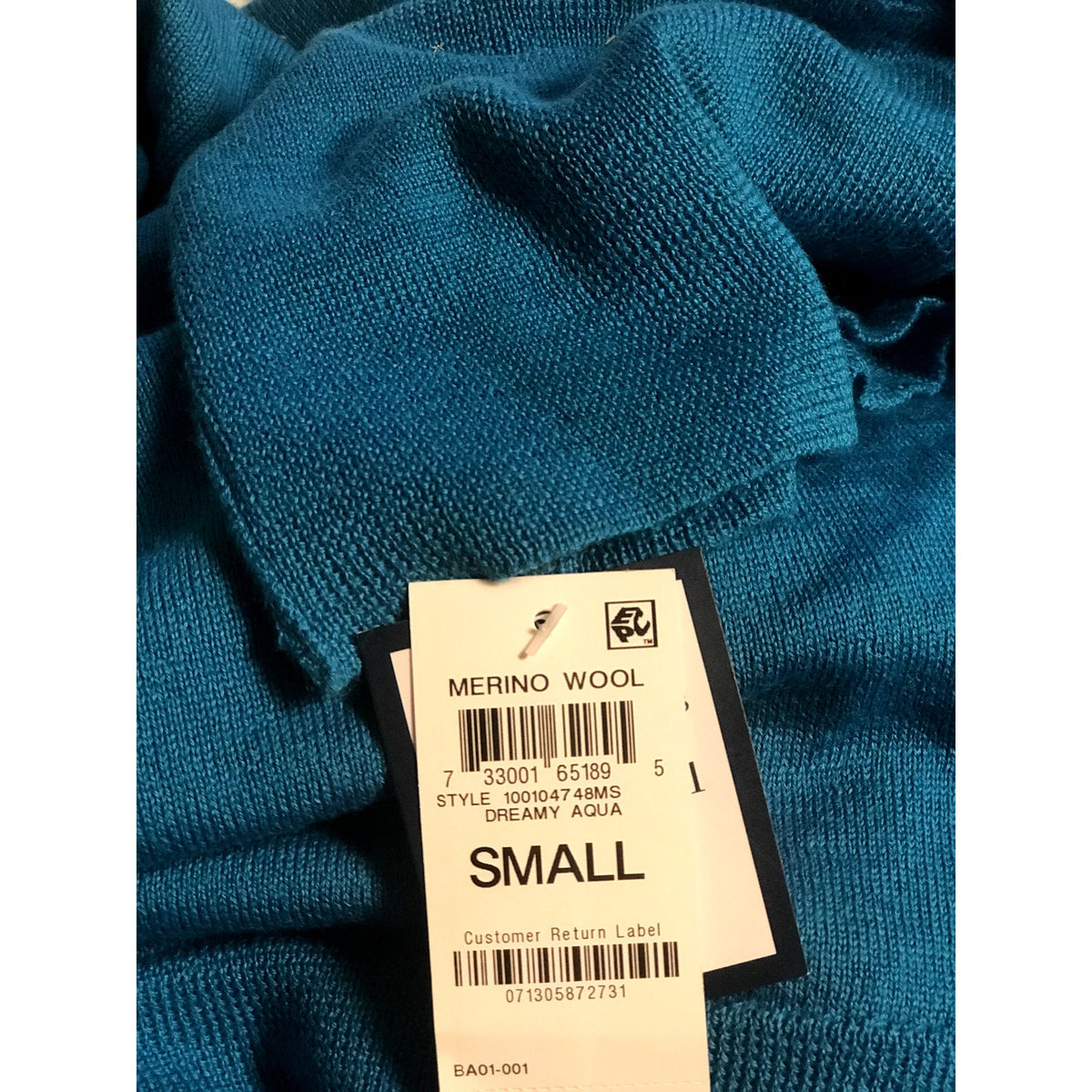 Charter Club NWT Turtleneck Sweater Long Sleeves Dreamy Aqua Size Small